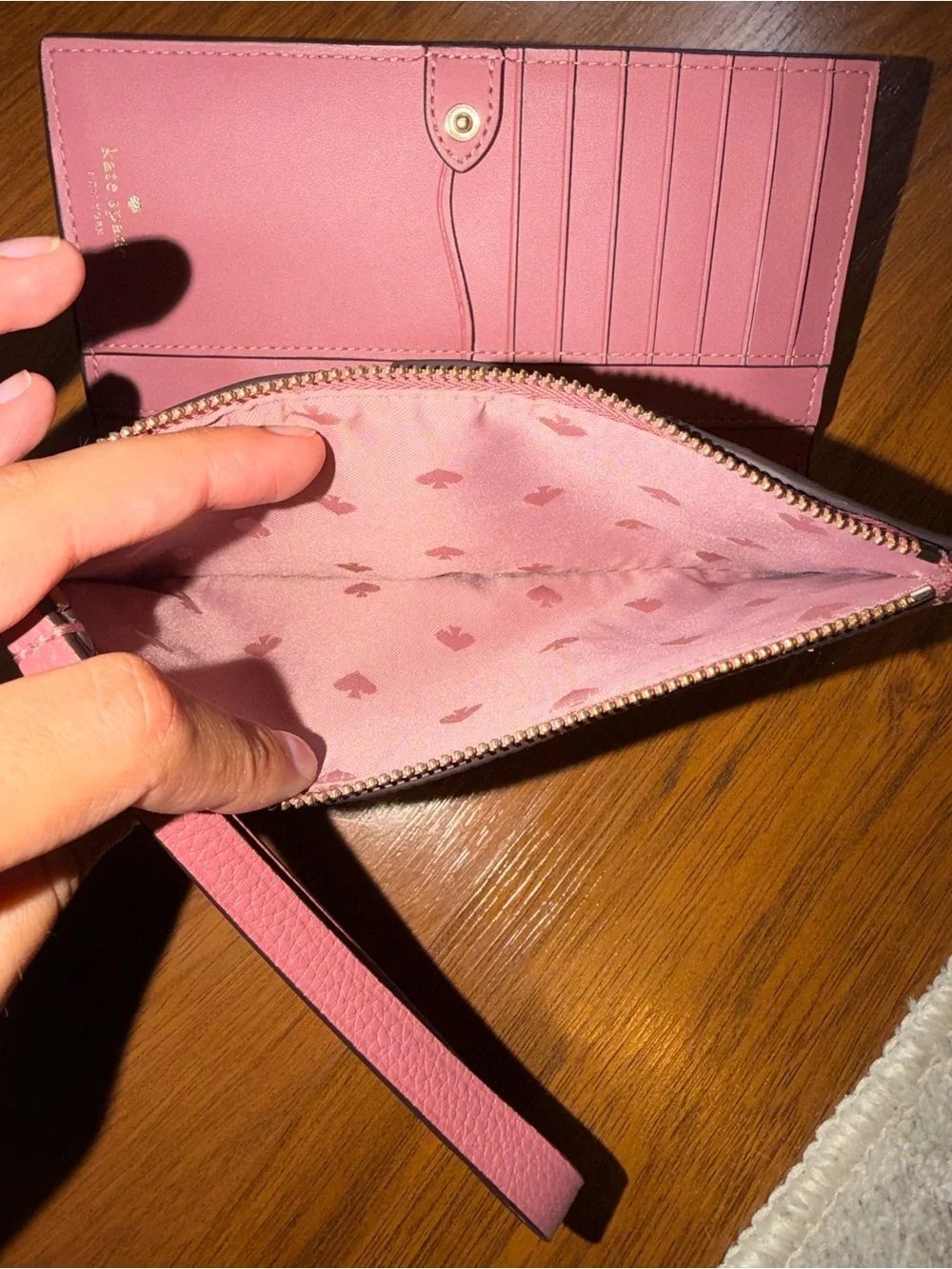 kate spade Pink Pebbled Leather Wristlet Clutch